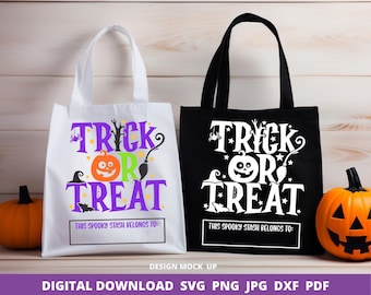 Gepersonaliseerde Trick or Treat-tas SVG, Halloween voor kinderen (digitale download)