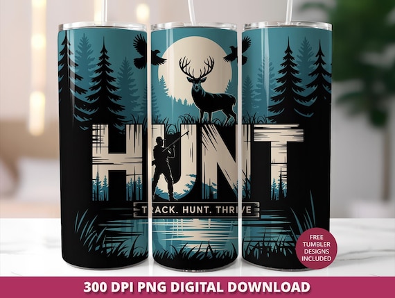 Deer Hunting Tumbler Wrap, Camo Design (PNG Digital Download)