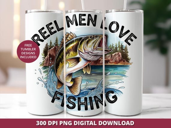 Funny Bass Fishing Tumbler Wrap PNG, 20oz Skinny Sublimation (Digital Download)