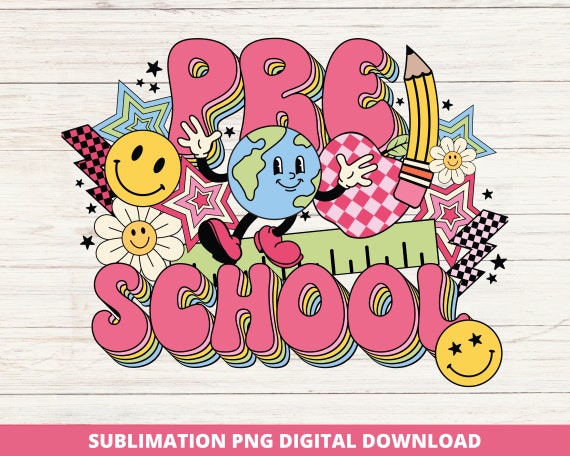 Groovy Preschool Back to School Png, Retro Teacher Design, Sublimation, Vintage Teacher Png, DTF DTG, 1st Day of School, Teacher Life Png