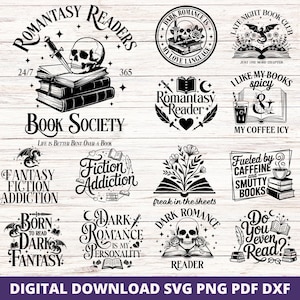 Romantasy SVG Bundle: Dark Romance Book Quotes, Floral Bookish Designs (Digital Download)