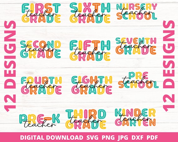 School Svg Bundle, School Grade Png, All Grades Svg, Grade Svg Bundle, School Designs, School Sublimation, Digital File, Cricut Cut Files