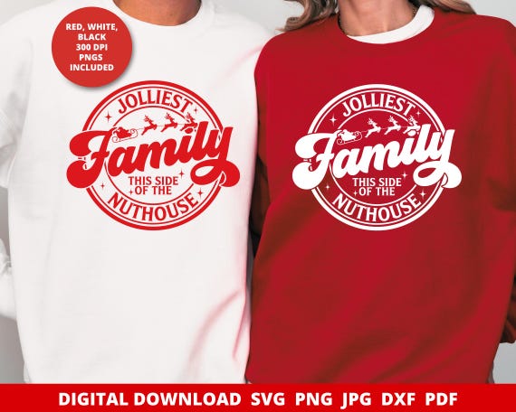 Jolliest Family SVG PNG, Funny Family Christmas Shirt, Matching Family PJs, Christmas Vacation Svg, Holiday Design for Cricut, Sublimation