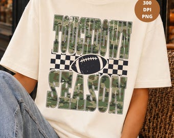 Touchdown Season Camo Shirt PNG, Distressed Football Design (300 DPI)