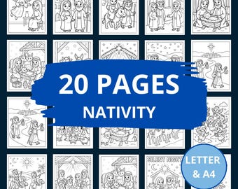 Nativity Coloring Pages for Kids, Printable Christmas Coloring Sheets, Baby Jesus, Angels, Religious Sunday School Activity Pack