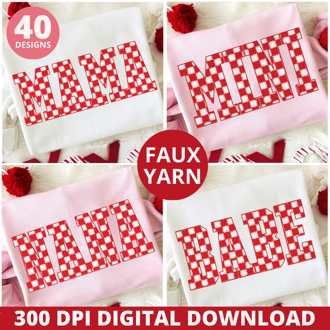 Valentine Sublimation PNG Bundle, Faux Yarn Latch Hook, Red ...