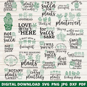 Plant Lover SVG Bundle, Succulent Cactus Puns (Digital Files)