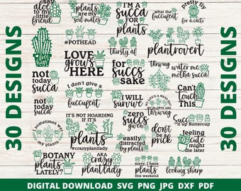 Pflanzenliebhaber SVG Bundle, Sukkulenten Kaktus Wortspiele (Digitale Dateien)