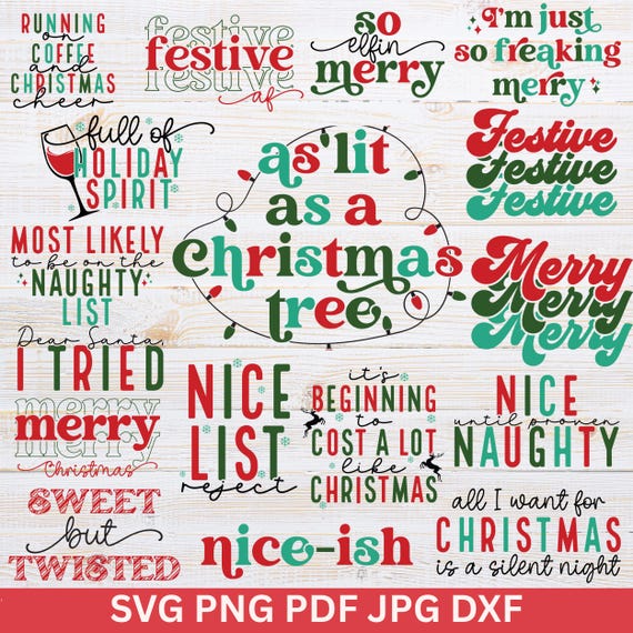 Sarcastic Christmas SVG Bundle, Funny Family Shirt Designs (Digital Download)