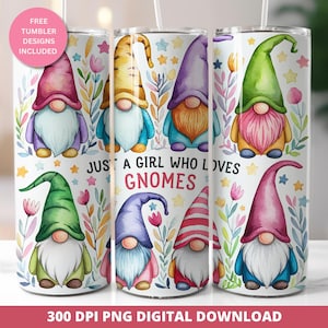 Cute Gnome Tumbler Wrap, Cute Valentine Gnome 20 oz Skinny Sublimation Design, Gnome Tumbler Gift, Straight 20 oz Tumbler Wrap Download