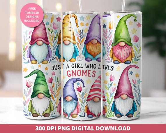 Cute Gnome Tumbler Wrap, Cute Valentine Gnome 20 oz Skinny Sublimation Design, Gnome Tumbler Gift, Straight 20 oz Tumbler Wrap Download