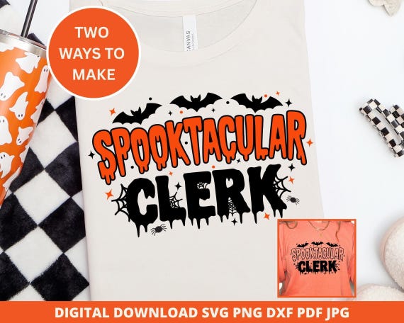 Spooktacular Clerk Halloween Design: Funny Office SVG, PNG (Digital Download)