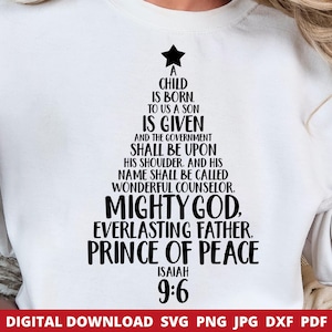 Isaías 9:6 Svg, Un Niño Nace Png, Biblia Navideña Svg, Escritura Navideña Svg, Príncipe De Paz Svg, Navidad Religiosa Svg para Cricut,