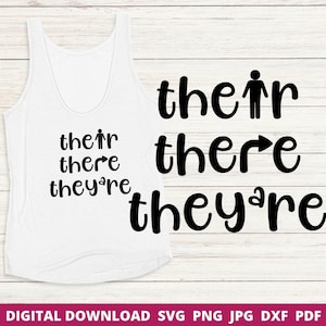 Arquivo de corte SVG engraçado para professor de gramática, "There They're", para Cricut e Silhouette.