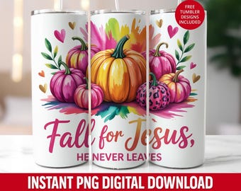 Fall For Jesus Tumbler Wrap: Höstpumpa kristen PNG (digital nedladdning)