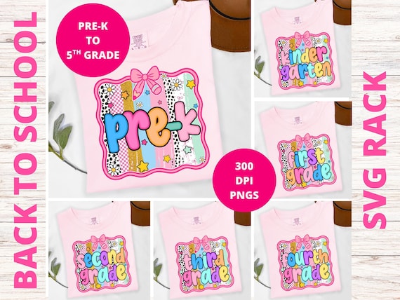 Preppy Back To School PNG Bundle, Teacher Shirt Designs (Digital Download)