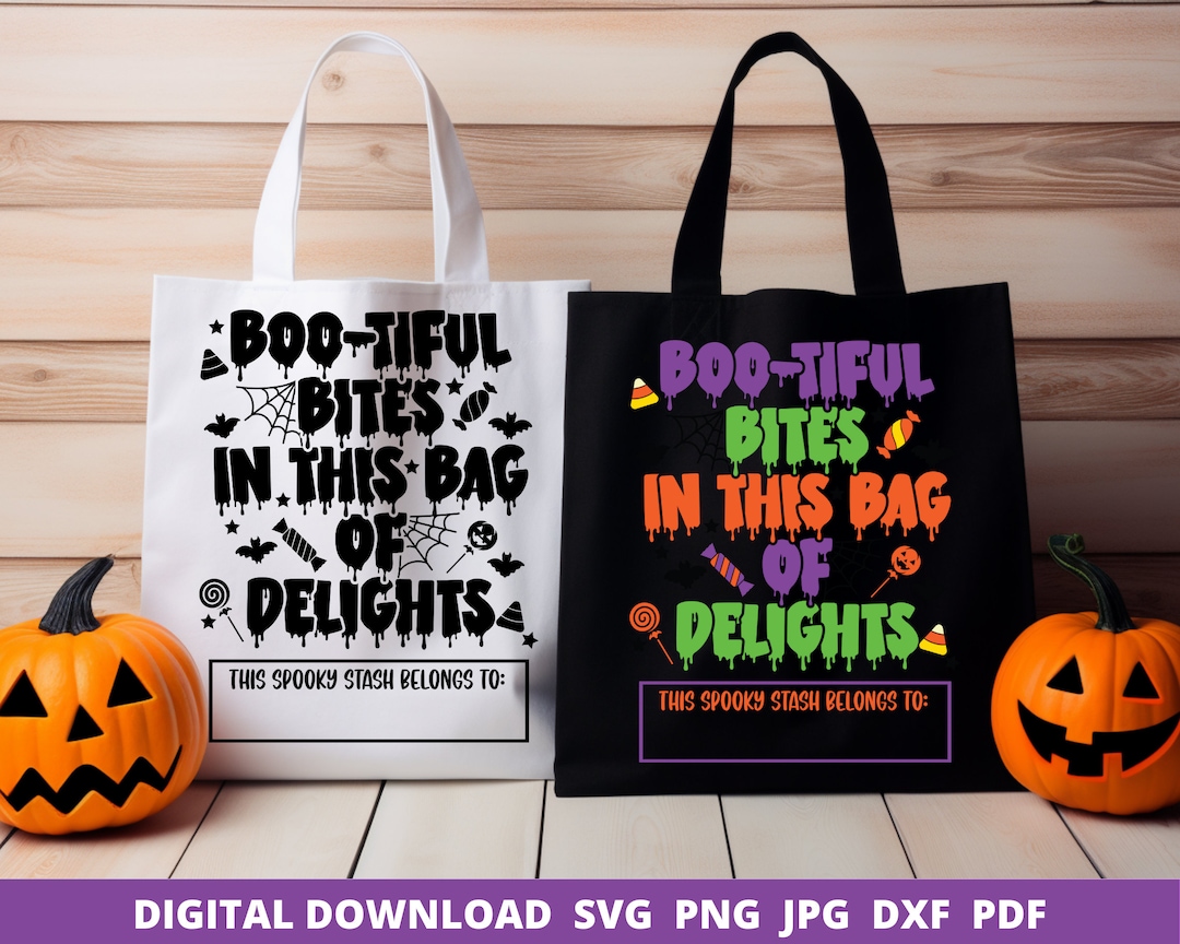 Trick or Treat Candy Bag Svg, Bag of Treats, Personalized Halloween Bag