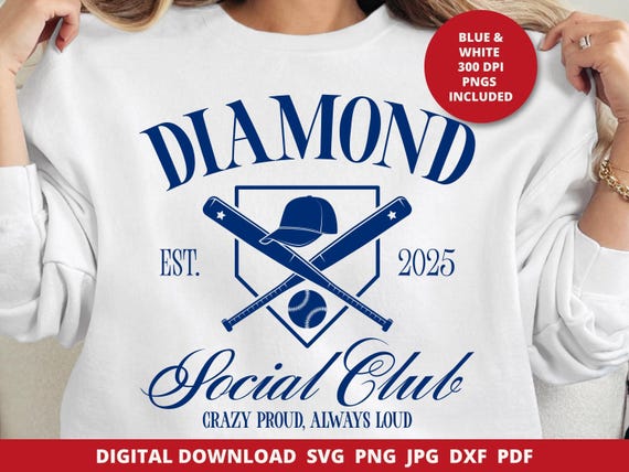 Diamond Social Club SVG, Baseball Mom Design (Digital Download)