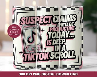 Suspect Claims Sarcastic Mom Tumbler Wrap PNG, Funny Mom 20 oz Skinny Wrap, Sarcastic Sublimation Wrap Design, Digital Download Tumbler Wrap