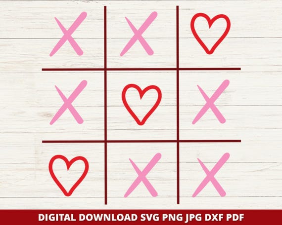 XOXO Heart SVG, Hugs and Kisses Clip Art, Valentine's Day Cut File (Digital Download)