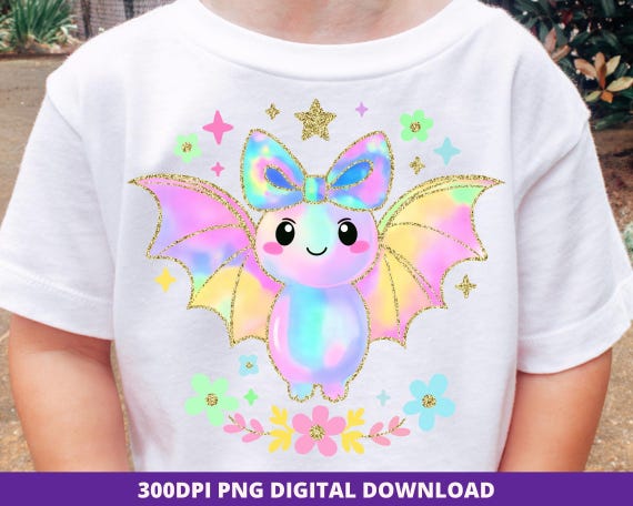 Iridescent Halloween Bat PNG, Glitter Bow Clipart (Digital Download)