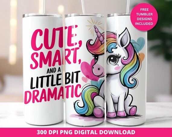 Cute Unicorn Tumbler 20oz Wrap Png, Unicorn 20 oz Tumbler Design, Funny Unicorn Tumbler Wrap, Rainbow Unicorn Sublimation Tumbler Wrap Png