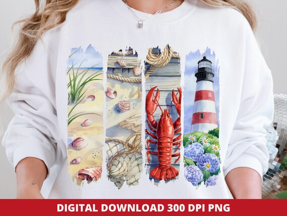 Coastal Beach Png Summer Sublimation, Coastal Brushstroke Summer Vibes, Nautical Fisherman Core Digital Download, Beach T-Shirt, DTF, UVDTF