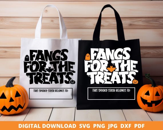 Fangs for the Treats SVG, Halloween Candy Bag Design (Digital Download)