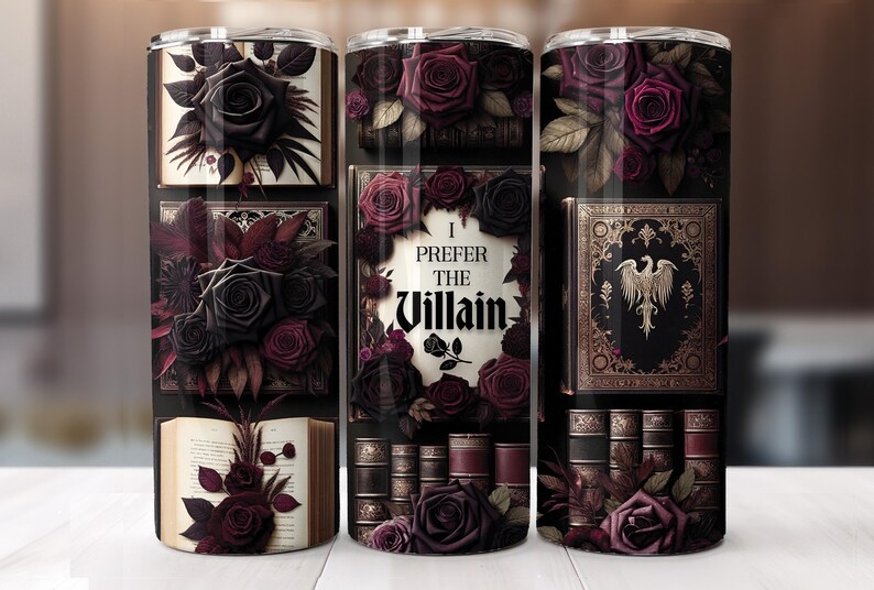 Ich bevorzuge den Bösewicht Tumbler 20 Unzen Wrap, Dark Romantasy Sublimation Design Bild 7