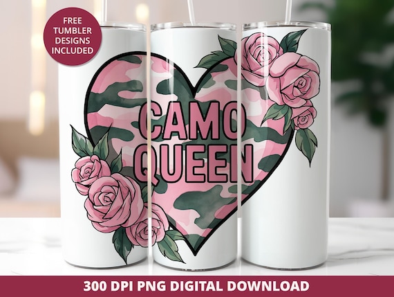 Girl Hunter Pink Camo Tumbler Wrap, 20oz Skinny Design (Digital Download)