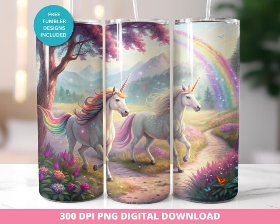 Unicorn Tumbler Wrap Design, Fantasy Tumbler PNG (Digital Download)