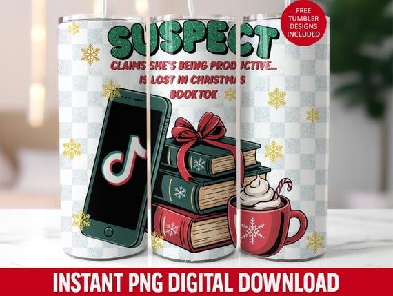 Funny Christmas Booktok Tumbler Wrap: Seamless Sublimation Design (PNG Digital Download)