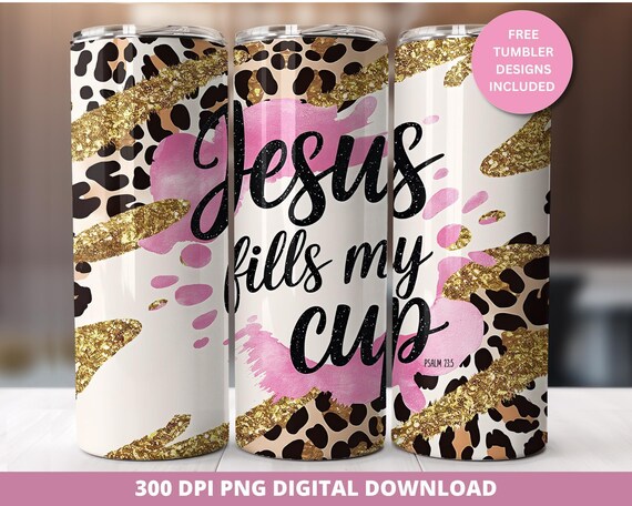Leopard Print Christian Tumbler Wrap, Bible Verse 20oz Skinny (Digital Download)