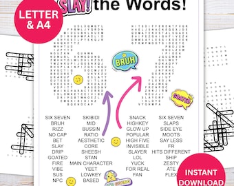 Gen Alpha Slang Woordzoeker, leuk puzzelspel (pdf)