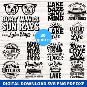 Lake Life SVG Bundle, Funny Lake Quotes SVG, Lake Life Svg, Lake House Shirt Png, Summer Camping SVG, Cut Files for Cricut and Sublimation