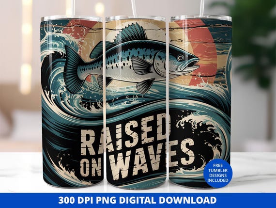 Bass Fishing Tumbler Wrap PNG, 20oz Sublimation Design (Digital Download)
