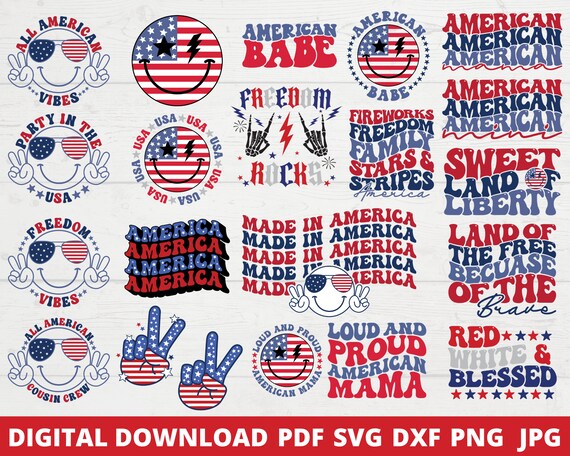 Retro 4th Of July Svg Bundle, Independence Day Svg, Patriotic Svg, Retro Independence Day Svg, Usa Design, 4th Of July Sublimation Design