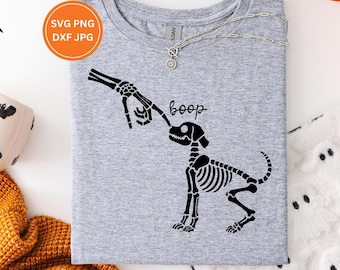 Retro Dog Boop Skeleton SVG PNG, Funny Halloween Pet Clipart (Digital Download)
