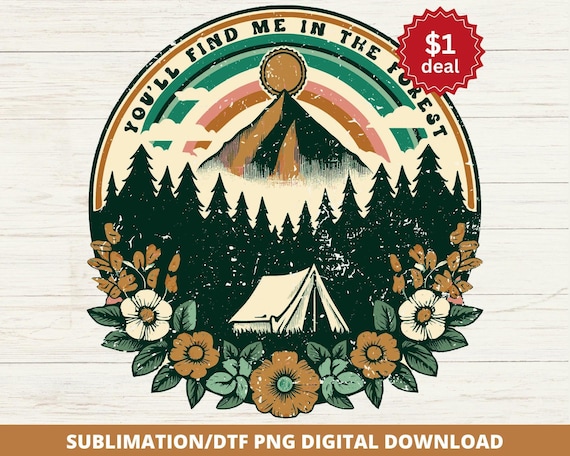 Retro Camping Sublimation PNG, Outdoors Adventure Design (Digital Download)