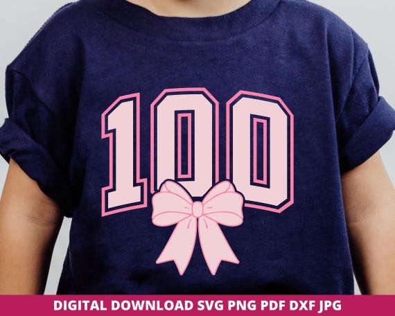 Coquette 100 Days of School SVG, Bow PNG, Teacher Cricut File (Digital Download)