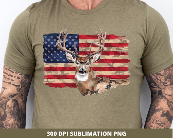 Patriotic Deer Hunting PNG, Retro Hunter Design (Digital Download)