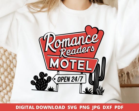 Romance Readers Motel SVG, Book Lover Sublimation Design (Digital Download)