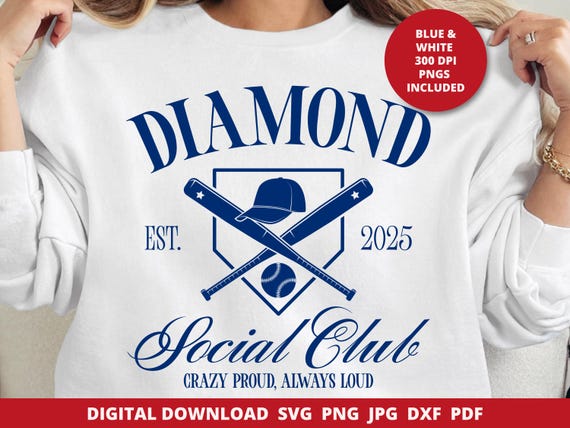 Diamond Social Club Svg, Baseball Mom Svg, Baseball Mama Svg, Baseball Sublimation, Baseball Family, Gift For Mom, Aesthetic Shirt Design