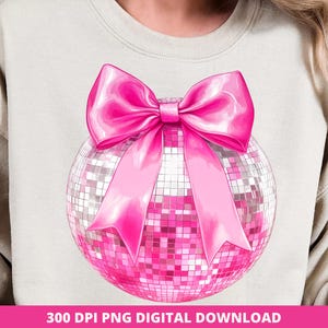 Roze discobal png, nieuwjaarsdiscobal png, ontwerp coquettestrik, hallo 2025 png, discobal coquette png, discobal nieuwjaar en coquette