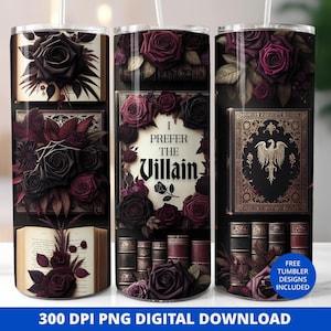 Ich bevorzuge den Bösewicht Tumbler 20 Unzen Wrap, Dark Romantasy Sublimation Design Bild 1