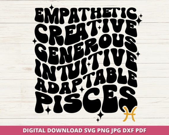 Pisces Svg, Pisces Horoscope Svg, Pisces Zodiac Svg, Astrology Svg, Pisces Shirt Svg, Birthday Svg, Zodiac Svg, Wavy Text, Cricut Svg