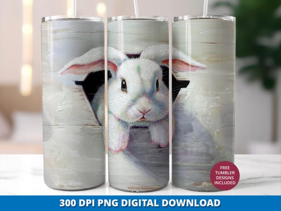 Easter Bunny 20oz Tumbler Wrap, Spring Bunny Tumbler Wrap Design, Cute Rabbit Sublimation Tumbler  Design, Easter 20oz Skinny Tumbler Png