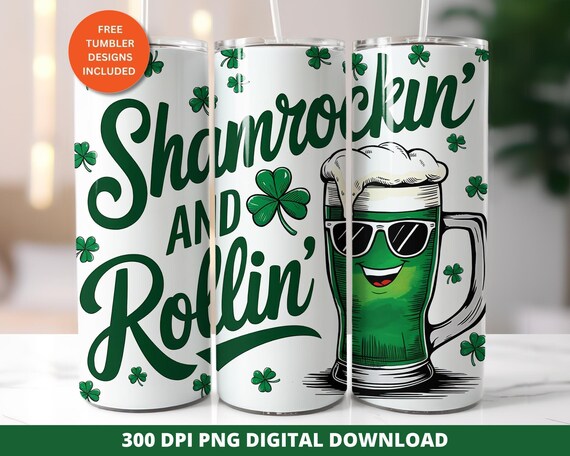 Shamrock St Patricks Day Tumbler Wrap, Funny Paddy's Day Design (PNG Digital Download)
