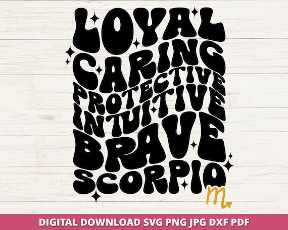 Scorpio Zodiac SVG, Wavy Text, Birthday Shirt Cricut Cut File (Digital Download)