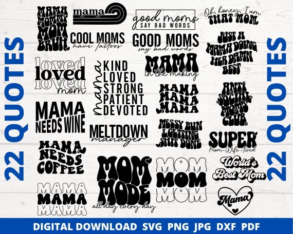 Mama SVG Bundle, Retro Mom Quotes, Boho Mother's Day Designs (Digital Files)